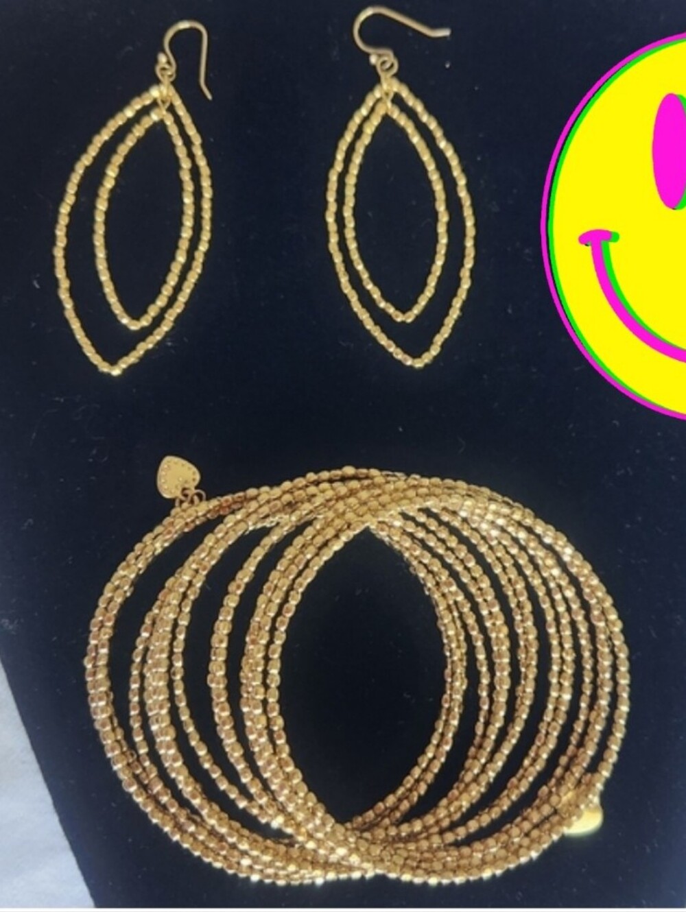 Stella & Dot retired Gold Bardot bracelet and dangle earings